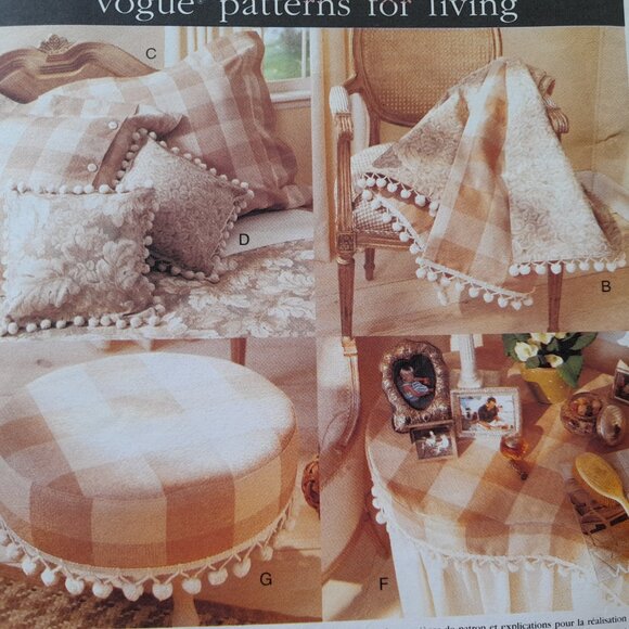 Duvet Pillow Cover Sewing Pattern Curtains Valance Vogue 1646 UNCUT Vintage 90s - Picture 6 of 11